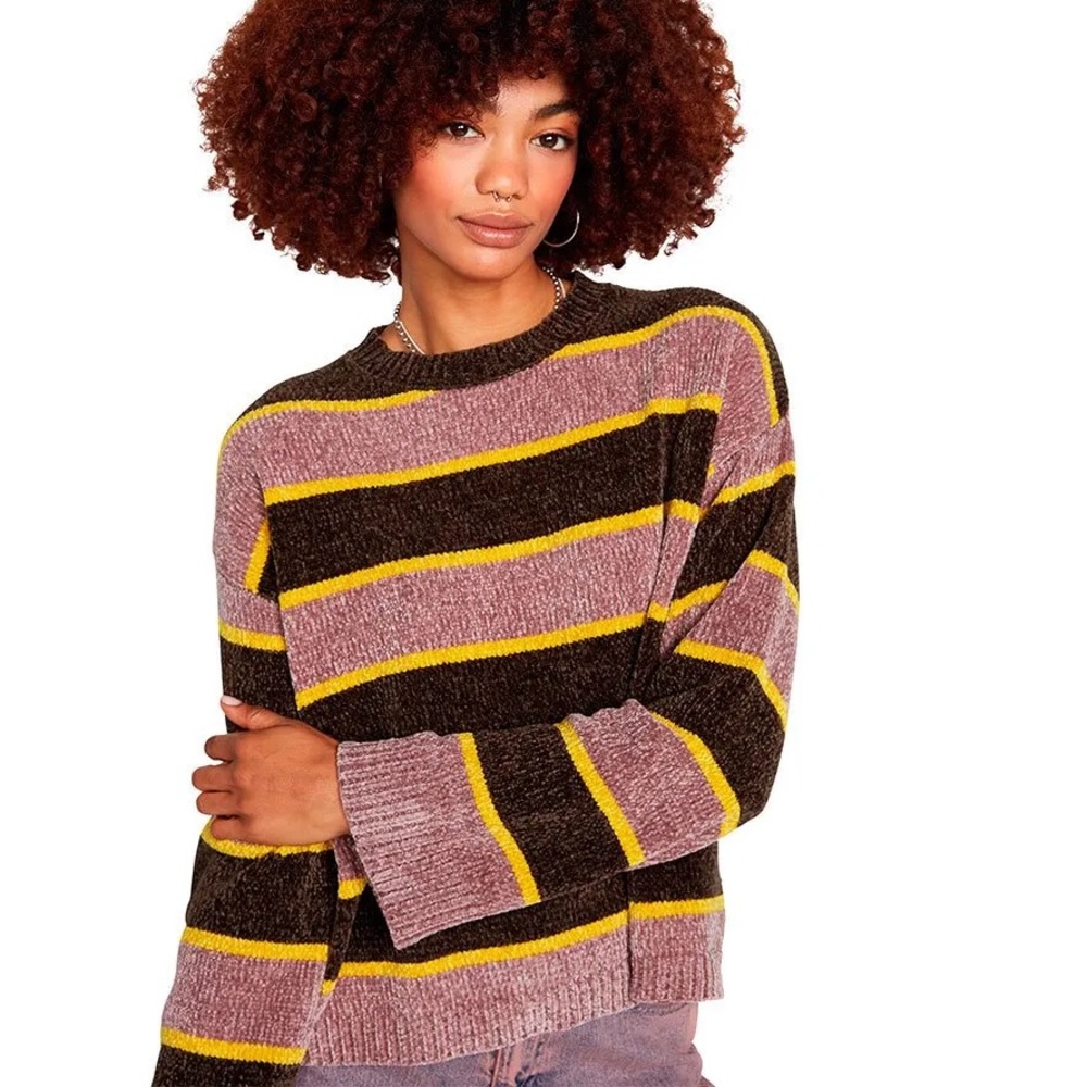 VOLCOM - Boxy BUBBLE TEA SWEATER Striped Knit